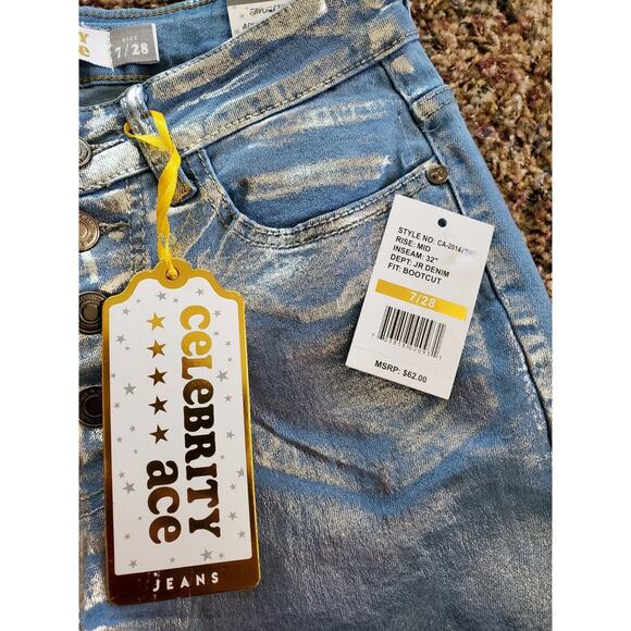 Women's JR 7/28 Celebrity Ace High Waisted Boot Cut Shiny Pants - Picture 5 of 7